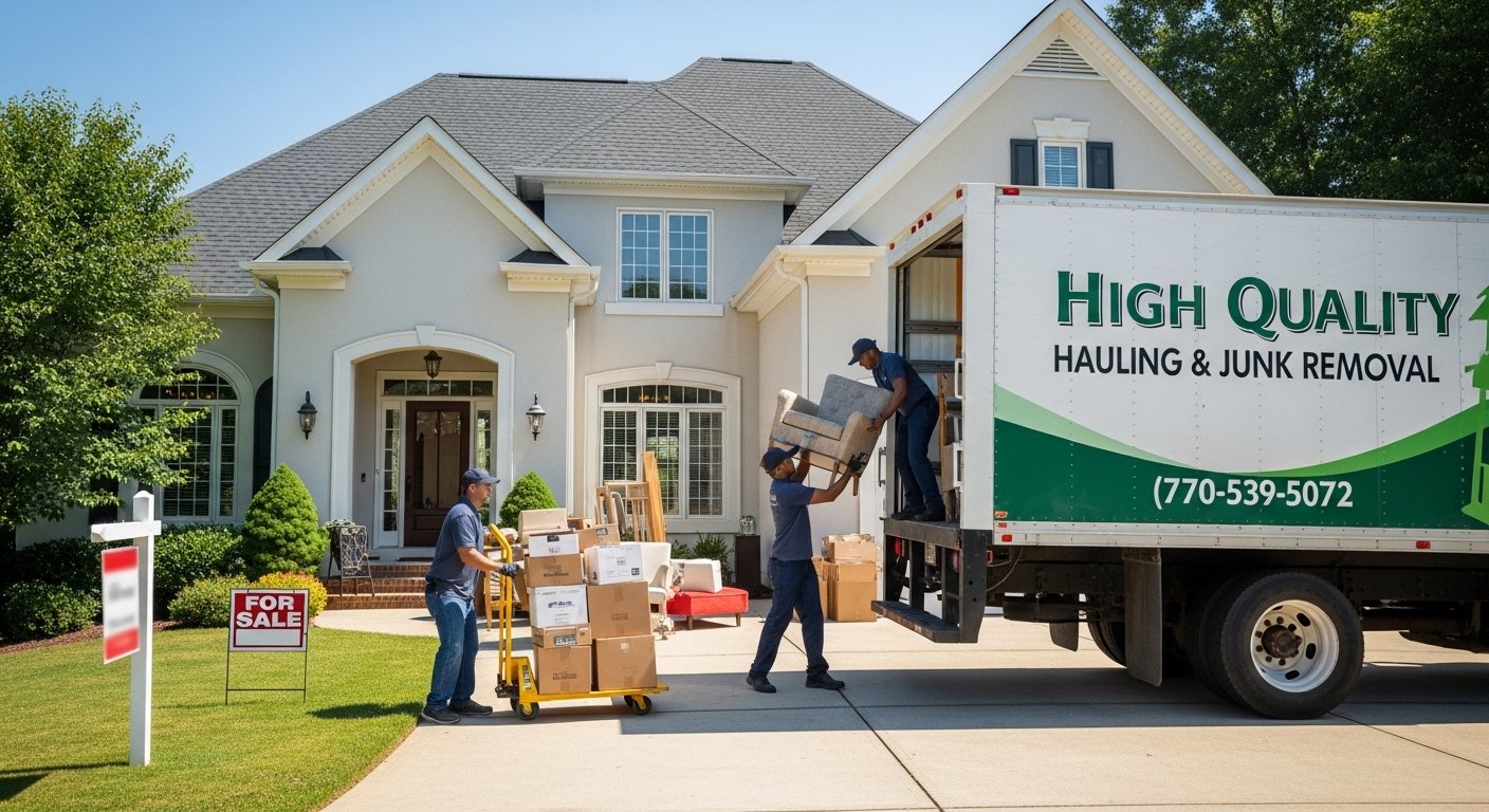 Estate cleanout work can include forgotten equipment, bulky debris, and overgrowth