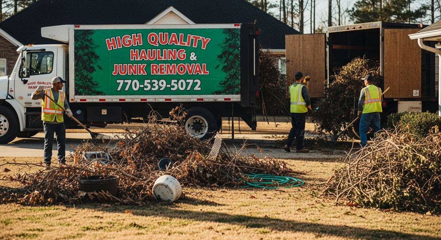 Cleared yard area after debris removal